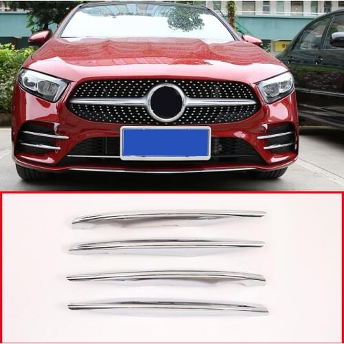 4 x ABS Chrome Car Front Lamp Decoration StripTrim For Mercedes Benz A Class A180 A200 W177 2019 Accessories