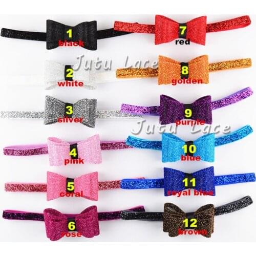 50pcs/ lot hair accessories bow headband -fashion layered shiny bow with velvet elastic headbands