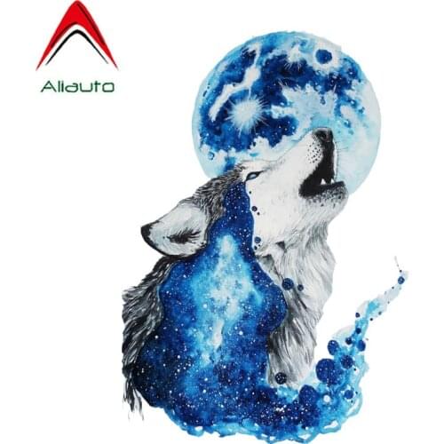 Aliauto Personalized Wolf Under The Moon Car Sticker Auto Decorative PVC Decal ,11CM*16CM