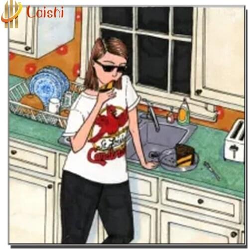 Diamond Painting Cartoon woman kitchen Full Square/Round Diamond Pattern Embroidery Cross Stitch mosaic 5D Rhinestone Painting