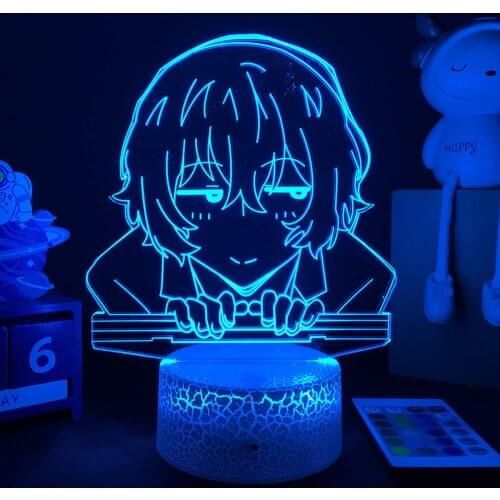 Anime Bungo Stray Dogs LED Table Lamp Osamu Dazai Figure Night Light for Room Decor Friend Birthday Gift Gadget Nakahara Chuya