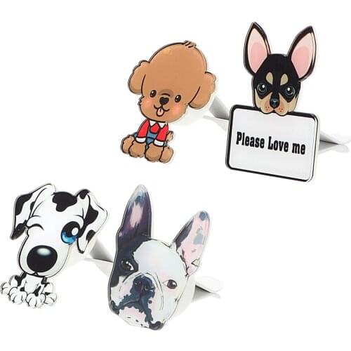 Car Outlet Perfume Car-styling Cute Puppy Dog Air Conditioner Outlet Clip Auto Decor Air Freshener Car Ornament Solid Fragrance
