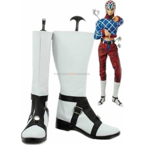 GUIDO MISTA Boots Cosplay JOJOS BIZARRE ADVENTURE 5 GUIDO MISTA Cosplay White Boots Shoes Custom Made