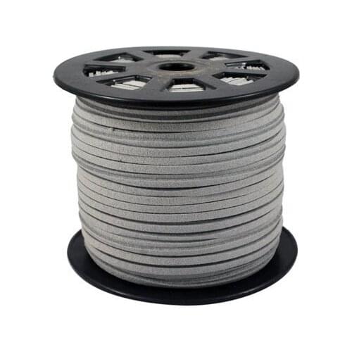 Free Shipping 100Yds Light Gray Flat faux Leather suede cord, 3mm, Light Gray faux suede cord for bracelets 3mm