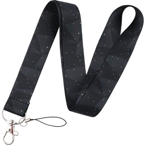Minimalism Black 3D Geometry Lanyards Keychain Cool Soft Webbing Neck Straps Keycord Subway Access Card ID Badge Holder Ornament