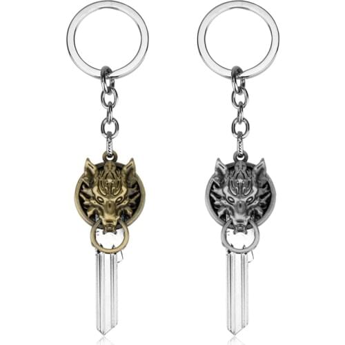 Wolf Head Keychain For Men Porte Clef Key Shape Keyring Game Final Fantasy Key Holder Car Accessories