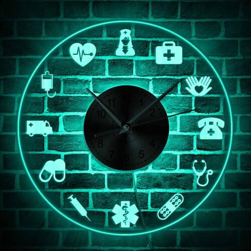 Proud To Be A Nurse Doctor Heartbeat Sign Multi Colors Changable LED Luminous Wall Clock Drugstore Hospital Wall Art Decor Light