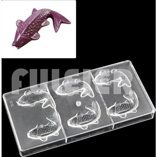 Carp Gold Fish Shape Belgium Polycarbonate Chocolate Mold Baking Sweets Candy Mould Trays Bakeware Confectionery Tool