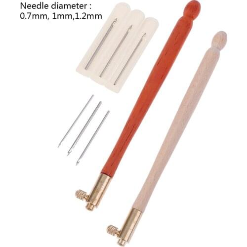 French Embroidery Needles Luneville Hook with 3 Needles Bead Couture Luneville Glitter Bead Embroidery Tool Tambour Crochet Hook