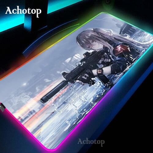 Girls Frontline RGB Mouse Pad Gamer Gaming Mousepad Computer Large Mousepad Backlit Anime Mouse Pads LED Mause Carpet Desk Mat