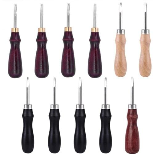 RORGETO Leather Edge Beveler Skiving Beveling Knife Skiving Tool Practical DIY Cutting Tool with Wood Handle for Leather Working