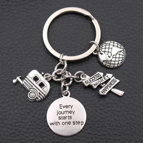 Every Journey Starts With One Step Tags Metal Keychain, Success Charms, RV Charms ,Happiness Charms ,A2048 1pcs
