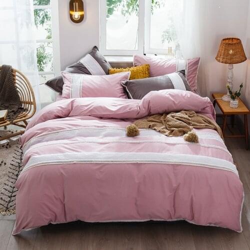 2020 New 100% Cotton Tassels Fashion Bedding Set Fold Duvet Cover Sets Bed Sheet Pillowcases Queen King Size 4Pcs