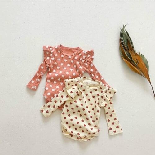 New Spring Fall Baby Girl Bodysuit Love Print Long Flying Sleeve Baby Bodysuit Soft Casual Baby Girl Clothes Baby Clothing 0-18M