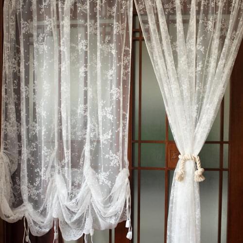 Beautiful Rural Sheer Curtain Lace, Hollow Balloon Blind, Vintage Floral Curtain Valance, Finished Cafe Curtain Sheer for Home