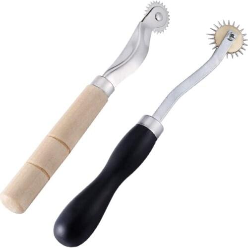 LMDZ 2 Pcs Tracing Wheel, 4mm and 2mm Leather Needle Point Tracing Wheel with Wooden Handle for DIY and Leather Crafts