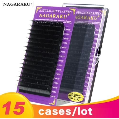 NAGARAKU 15 cases faux individual eyelashes mink lashes 7-16mm J B C D natural and soft eyelashes cilia lashes eyelash extension