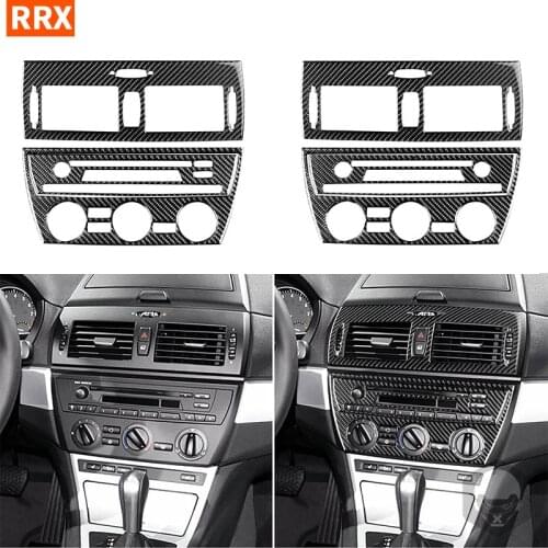 For BMW X3 E83 2004 2005 2006 2007 2008 2009 2010 Carbon Fiber Sticker AC Outlet Multimedia CD Player Panel Trim Car Accessories