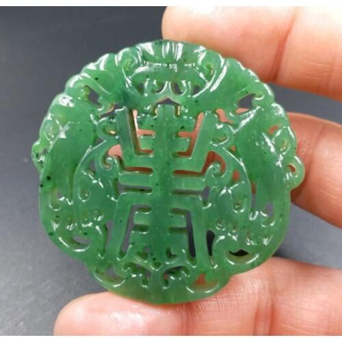 Natural HETIAN jade jasper Hollowed out SHOU word pendant jasper Hollow out Bao zi China QINGYU necklace pendants fine jewelry