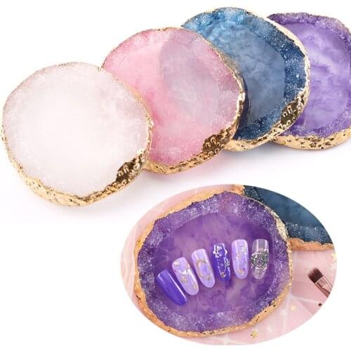 Natural Resin Stone Nail Palette Showing Shelf Acrylic UV Gel Polish Cream Foundation Mixing Board Manicure Nail Art Display