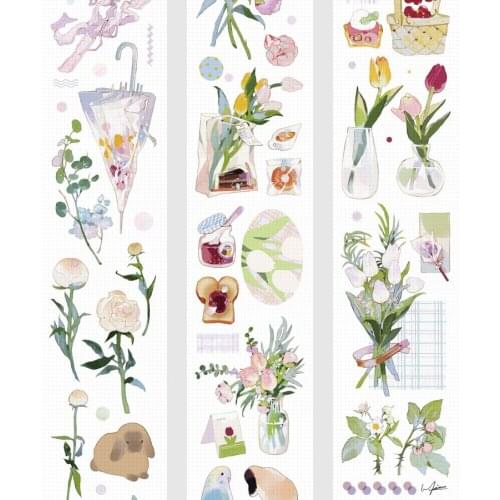 2021 NEW Beautiful Flower Summer Spring Masking Tape Flower Decorative Stickers Journaling Stationery