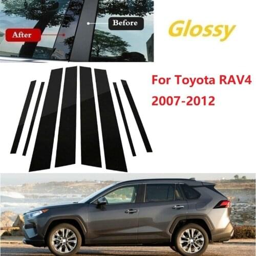 New Hot 8PCS Polished Pillar Posts Fit For Toyota RAV4 2007-2012 Window Trim Cover BC Column Sticker