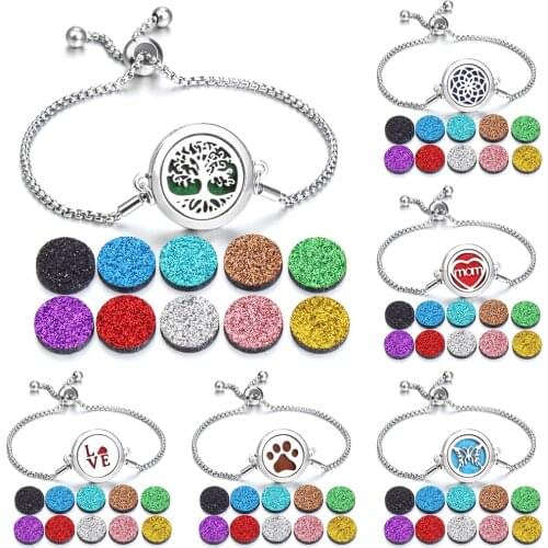 New Bracelets Bangle Aroma Diffuser Perfume Essential Oil Aromatherapy Lockets Jewelry Fashion Adjustable Bracelet Free 10Pads