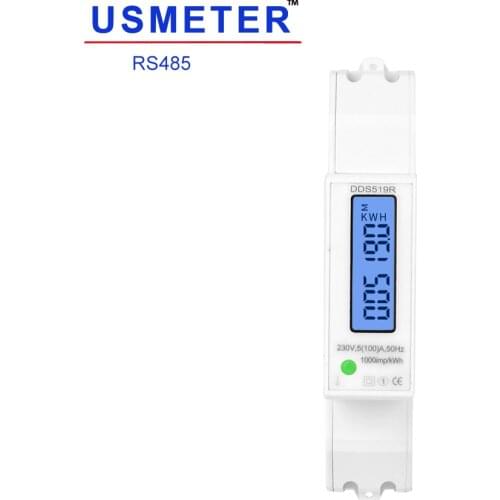 DDS519R Single Phase Wattmeter in Energy Meters kwh Meter Modbus Energy Meter RS485 100A 1P LCD Display with Blue Backlight