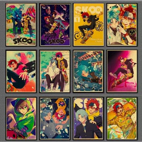 Anime Poster SK∞ SK8 Retro Kraft Paper Poster For Living Room Bar Interior Decoration Stickers Wall Painting