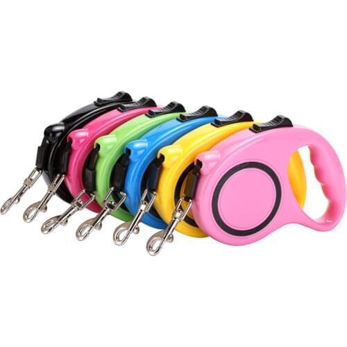 The New Pet Pet Leash Automatic Retractable Tractor 3/5 Meters Round Rope Flat Belt Pet Dog Leash With Garbage Bag