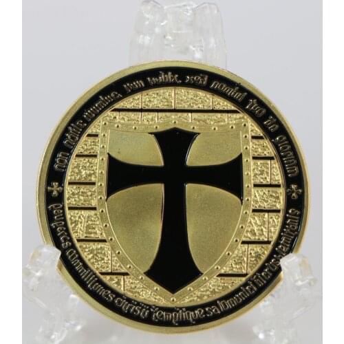 Gold Plated Coin Knights Templar Europe Iron Cross Token Souvenir Coins Collections