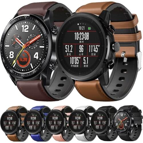 Watch Band 22mm Genuine Leather Strap For Huawei GT GT2 46mm Watch Strap Replacements Honor Magic Watch Mens Strap