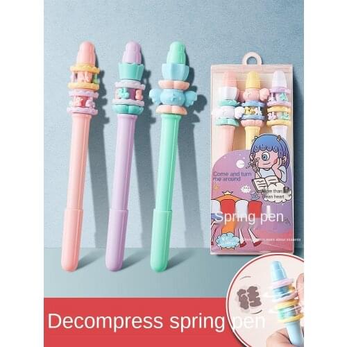 0.38 Black neutral pen girl heart cute creative turn pen student office press pull cap full needle tube neutral pen set