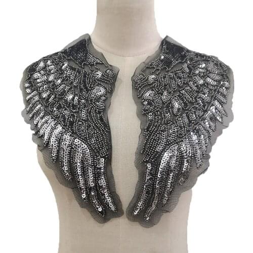 Grey detachable handicraft supplies decorative sequins rhinestone embroidery handmade clothing accessories 1 pair for sale