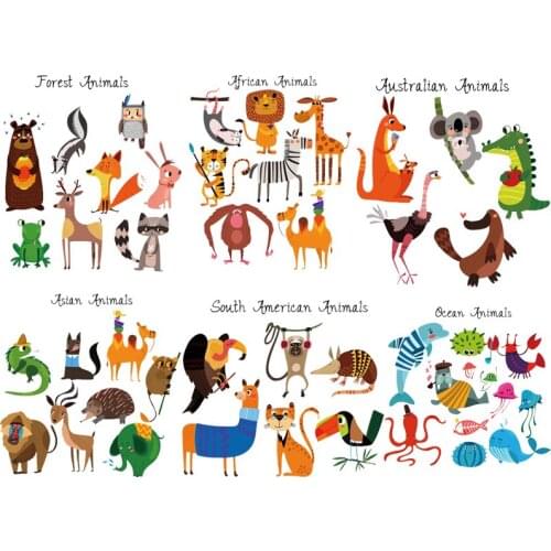 Prajna Cartoon Animals Iron On Transfers Vynil Heat Transfer Panda Owl Ironing Stickers Kids T-shirt Thermal Patches For Clothes