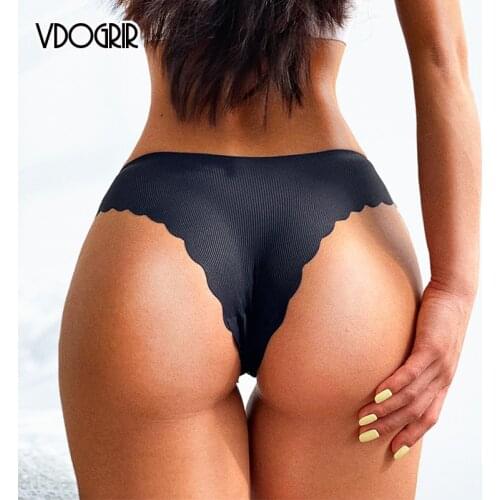 VDOGRIR Sexy Womens Solid Color Panties Thongs Underwear Seamless Sport G-String Low Waist Woman Intimates Soft Lady Lingerie