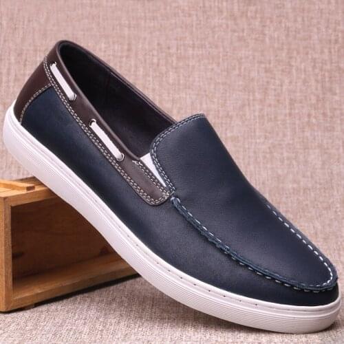 Luxury Mens Genuine Leather Casual Shoes British Style Soft Bottom Boat Flat Shoe Breathable Youth Driving Light Loafers M98023