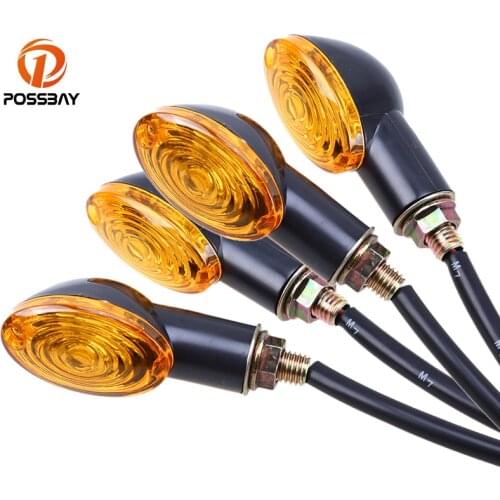 POSSBAY 4Pcs/Lot Motorcycle Turn Signal Light Amber Indicators Blinker for Suzuki Harley Honda Scooter Flashing Lamp