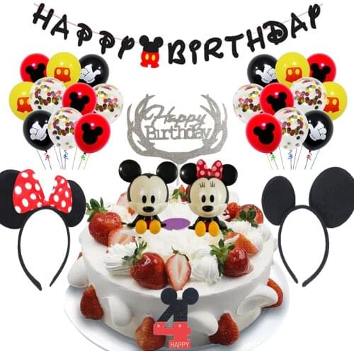27pc/Set Mickey mouse Minnie Baking Cake Decoration Ornaments Cake Topper Baby Birthday Party Decoration Supplies Birthday Gift