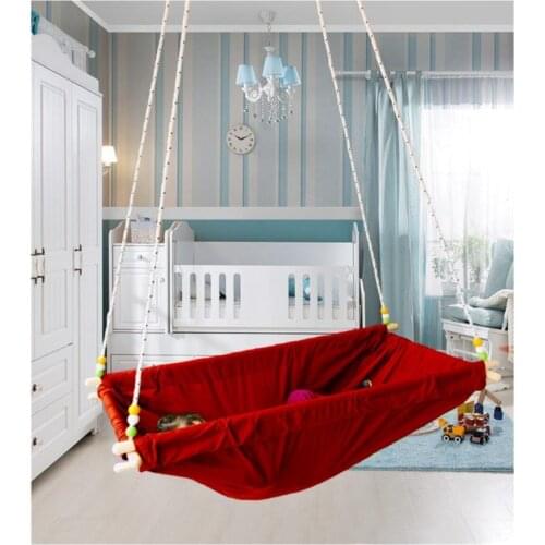 Red Wood Spring Hoppy Hammock Cradle Whoops Ceiling Hanging Swing Baby Bed Iskota Rope Garden Home Picnic Swing Hammock