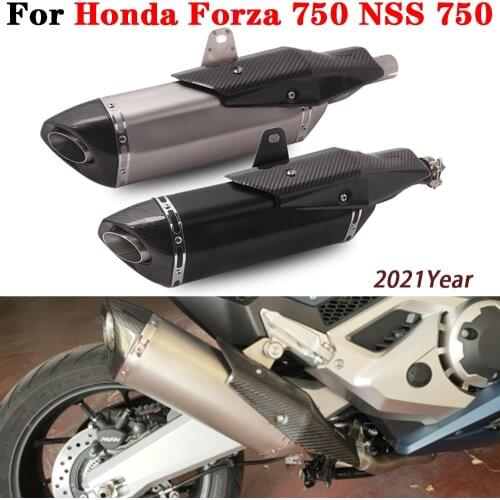 Motorcycle Exhaust Link Pipe Forza 750 2021 Escape Moto Modified Muffler With arbon Fiber heat shield For Honda Forza 750 NSS750