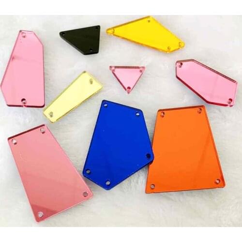 High Quality mirror sew on rhinestones with holes flat back Acrylic Sew-on Stone for costume trim -Z46