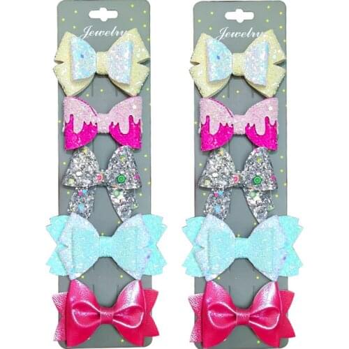 5PCS/Card Lovely Diff Style Ties Bow Creativity Hairpins For Baby Girls Clips Goth Pins Barrette Scrunchy Kids Hair Accessories