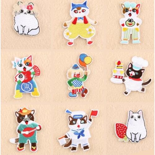 Lovely Animals Cat Patch For Clothing Iron On Embroidered For Kid Clothes Appliques Stickers On DIY T-shirt Badges