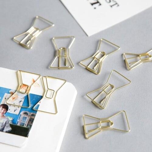 4pcs/Set Golden Bow Paper Clip Creative Clip Pin 4 Word Clip Metal Bookmark Hand Book ChildrenS Student Stationery