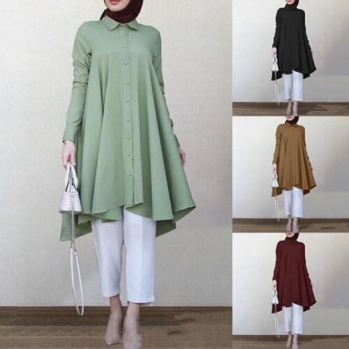 Women Blouse Large Hem Single-breasted Long Sleeve Buttons Down Shirt Top Plus Size Ladies Business Tops blusas mujer de moda