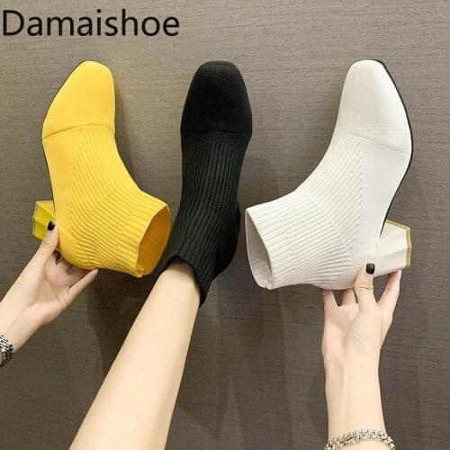 2021 Spring and Autumn Socks Martens Boots Small Heel Thin High Heel Womens Shoes Versatile Small Boots Single Boots Fashion