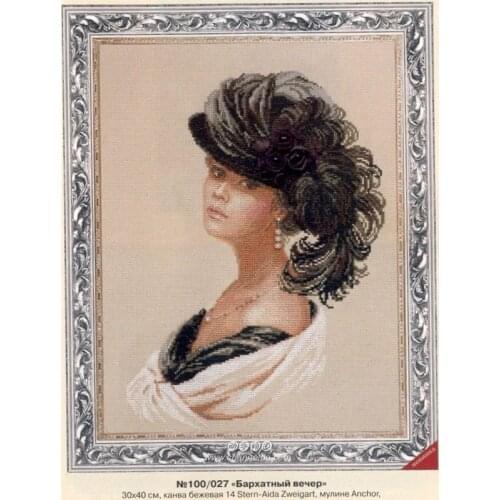 Gold Collection Counted Cross Stitch Kit Velvet Evening Elegance Lady Woman Girl riolis