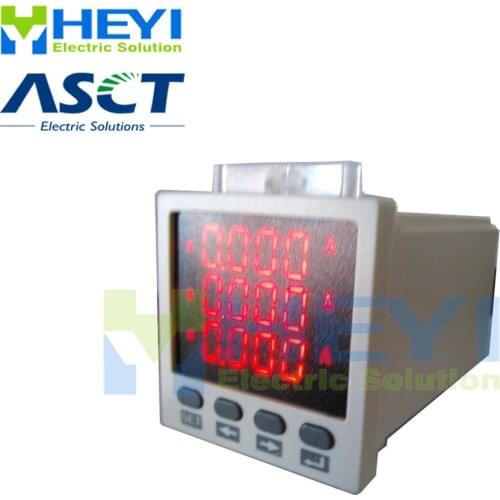 3 phase current meters 48*48mm amperimetro LED AC digital meter Class 0.5 readout meter