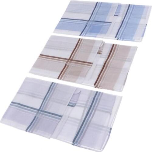 3 Packs Cotton Handkerchiefs Retro Style Plaids Hanky Soft Kerchiefs Hankie